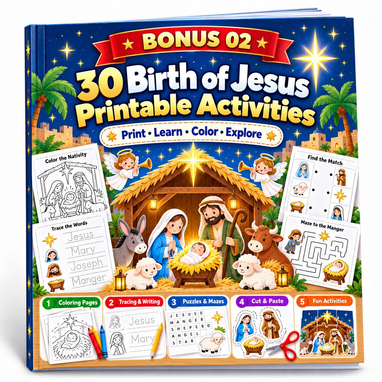 Cover of BONUS 02 — 30 Birth of Jesus Printable Activities
