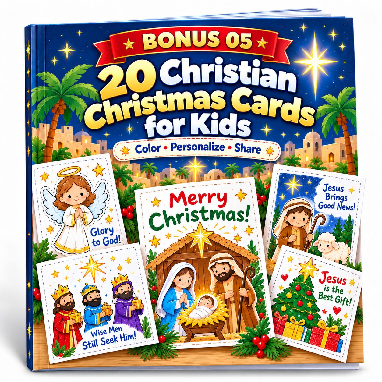 Cover of BONUS 05 — 20 Christian Christmas Cards for Kids